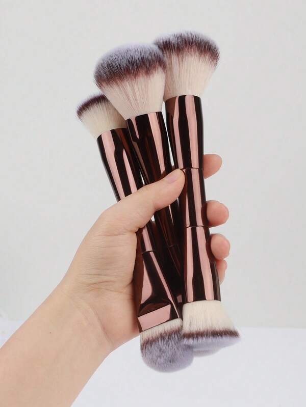 RANCAI 3 Stile Doppelkopf Make-up Pinsel mit weichen Borsten Foundation Pinsel Rouge Pinsel BB Creme Make-up Pinsel tragbares Make-up Werkzeug