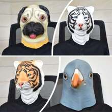 Máscara de animal que cubre toda la cara, máscara de mono, disfraz de máscara de gorila para fiesta de disfraces, accesorios de disfraz de fiesta de Halloween - gallo, vaca, león, tigre, paloma, ratón, rana, koala, dinosaurio, loro, pato amarillo, Navidad