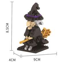 Nano Bausteine Kürbiskopf Hexe Vogelscheuche Schädel Halloween Bausteine, DIY Handgefertigt Zusammenbaumodell, süße Blöcke, Neujahrgeschenk