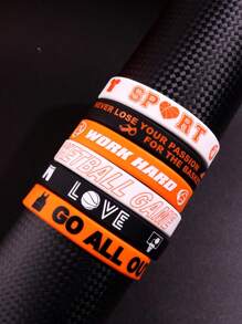 Set de 6 pulseras de silicona con diseño de baloncesto, regalo de joyas para hombres amantes de los deportes para partidos y festivales de San Valentín