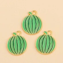 10pcs Mixed Watermelon Charm Pendant Zinc Alloy Fruit Decor, Suitable For DIY Earrings, Bracelets, Jewelry Making Accessories