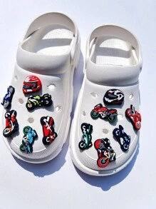 12pcs/Set PVC Motorcycle Theme Detachable Hole Decor For DIY Hollow Out Clogs Shoes