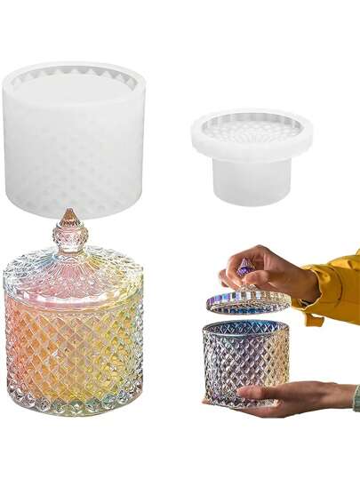 1 套带盖大号树脂盒模具 DIY 珠宝笔筒瓶罐环氧硅胶铸造模具 用于珠宝饰品储物小饰品容器杯架，3D DIY 制作手工工艺品