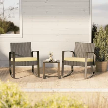 Asofer Balcony Furniture Set, Garden Furniture Set Made Of PE Polyrattan, Weatherproof Including 2 Chairs With Seat Cushions & Table, 3-Piece Patio Furniture Seating Group Lounge Set For Verandas, Courtyards, Terraces, Balconies, Pool Edges, Ideas For Valentine's Day, Valentine's Day Ideas - 米色 - 查看 5