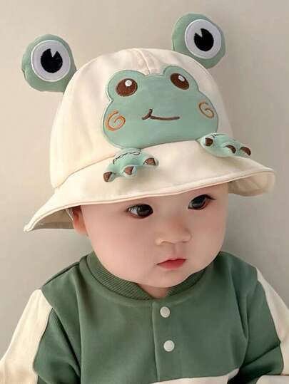 1 pieza Sombrero de sol con diseño de rana de malla transpirable para niños pequeños, apto para usar en primavera, verano y otoño