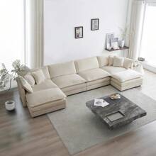 Chenille Upholstered Couches Ottoman For Modular Sectional Sofa, Light Coffee - 淡咖啡腳凳 - 查看 6
