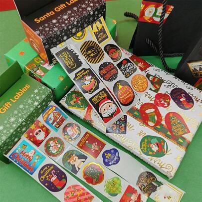 1 علبة من 1200 ملصق تغليف هدايا عيد الميلاد، ملصقات إغلاق زخرفية من الورق الفضي لتغليف هدايا المناسبات، الهالوين، ديكور الهالوين