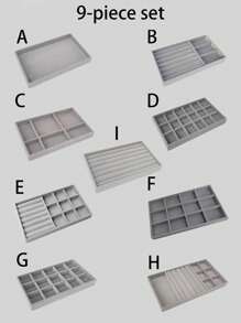 9pcs/Set Stackable Jewelry Tray, Jewelry Dish, Desktop Storage Box, Elegant Portable Stacking Jewelry Rack, Suitable For Earrings, Necklaces, Rings, Bracelets, Pendants, Lipsticks, Pearls, Brooches, Bedroom Accessory Back To School