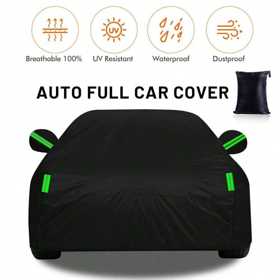 Waterproof All Weather Snowproof UV Protection Windproof Outdoor Full Car Cover, Universal Fit For Sedan - Black - View 1