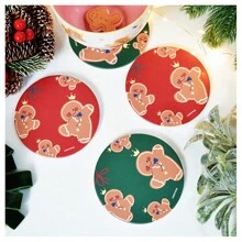 2pcs/Set New Silicone Christmas Gingerbread And Christmas Tree Coasters, Heat Resistant Non-Slip Absorbent Drink Coasters - Multicolor - View 5
