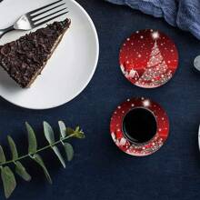 2pcs/Set New Silicone Christmas Gingerbread And Christmas Tree Coasters, Heat Resistant Non-Slip Absorbent Drink Coasters - Multicolor - View 4