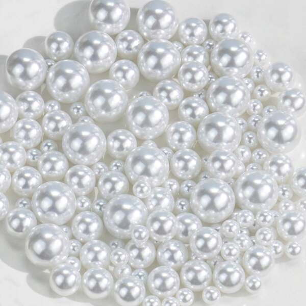 198pcs Seedless Faux Pearl, Vase Filler Pearls For Crafts, Bead Vase Filler Undrilled Beads, Center Decor For Home Wedding Table Party Decoration, 8/10/14mm Home Decor Room Decor Flower Vase Glass Vase