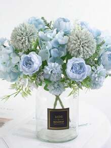 1PC/3PCS 中心装饰人造花、塑料牡丹、绣球、杂项花球、菊花束、婚礼装饰、新娘手捧花、DIY 花环材料、门楣装饰、家居、卧室、餐厅、花瓶装饰、情人节、新年、校园、开学季装饰、秋季户外花园 - 淺藍色 - 查看 5