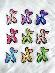 彩色气球狗可爱动物刺绣熨烫补丁适用于 DIY 服装、卡车司机帽、牛仔裤、夹克、包包缝制装饰补丁