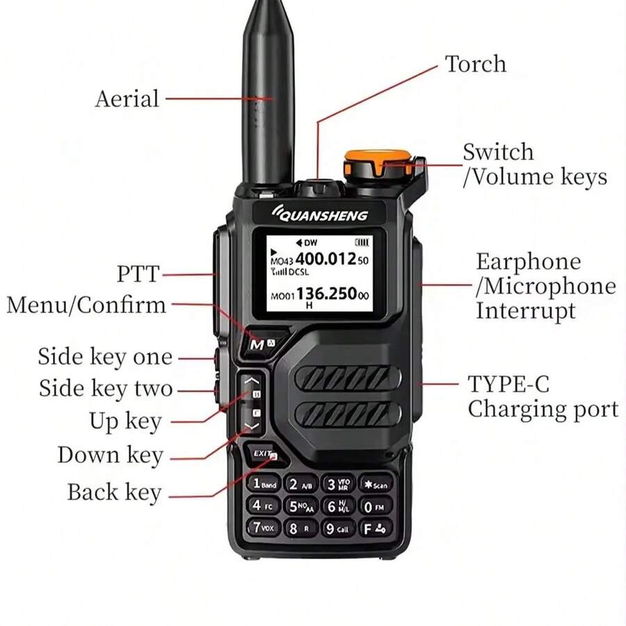 QUANSHENG QuanSheng UVK5 VHF UHF Long Range FM Radio 200 Channels Full