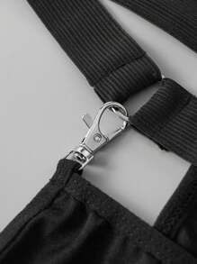 男士夜店情趣内裤，带两个环和双金属扣，性感丁字裤独特内衣 - 黑色 - 查看 5