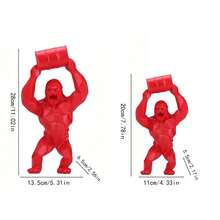 Resin Crafts Holding Bucket Large Gorilla Statue Decor For Living Room, Entryway, TV Cabinet - Red - View 2