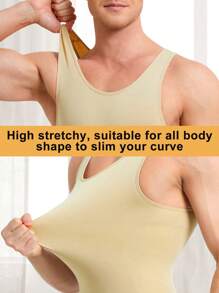 Nebility Faja Men's Body Shaping Bodysuit With Tummy Tuck And Waist Control, Soft And Comfortable, Can Be Worn In Spring, Summer, Autumn And Winter, Open Crotch Design For Easy Toileting, Seamless Going Out Top, Suitable For Daily Wear - Beige - View 4