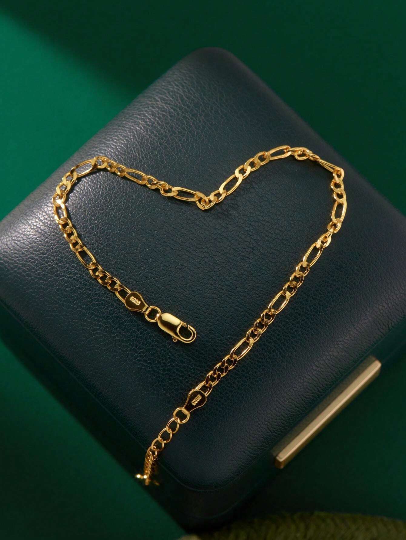 1 Pc S925 Silver Hip Hop Style Bracelet Chain, Geometric Shape Simple