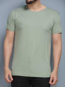 Men's Printed Run T-Shirts Short Sleeve 100% Cotton 30.1 Combed Mesh - màu xanh lá - Xem 2