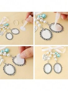 1pc Wedding Bouquet Photo Charm Bridal Bouquet Photo Charms For Wedding Memory Bow Pearl Charm Heart Style Pendant Wedding Party Decorations