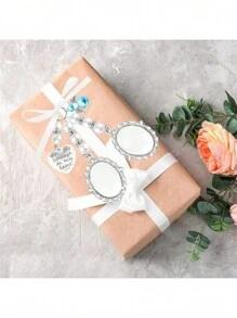 1pc Wedding Bouquet Photo Charm Bridal Bouquet Photo Charms For Wedding Memory Bow Pearl Charm Heart Style Pendant Wedding Party Decorations