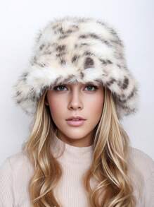 1pc Women Faux Fur Y2K Style Thick Furry Bucket Hat, Suitable For Extremely Cold Days, Outdoor Snow Activity, Daily Wear, Warm In Winter