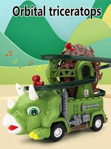 1pc Kids Dinosaur Track Climbing Stairs Toy Car, Electric Ferris Wheel Dinosaur Slide, 360 Degree Sensing Anti-Collision Toy, Halloween & Christmas Gift For Boys And Girls