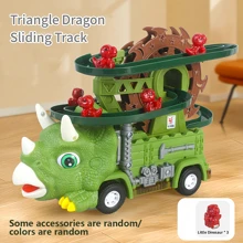 1pc Kids Dinosaur Track Climbing Stairs Toy Car, Electric Ferris Wheel Dinosaur Slide, 360 Degree Sensing Anti-Collision Toy, Halloween & Christmas Gift For Boys And Girls