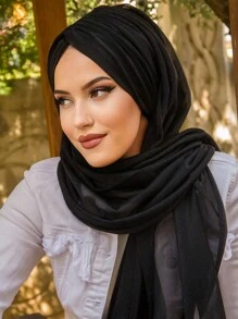 1 件女士闪亮褶皱头巾面纱头巾围巾长袍配饰情人节女士面纱 - 彩色 - 查看 7