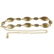 Silver & Gold Hollow Boho Style Chain Belt, Adjustable Fashion Metal Inlay Waist Belt For Women, Party Summer, School Fall, Autumn, Halloween