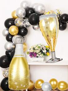 2 Stücke Goldfolie Weinflaschen und Sektgläser Ballons, elegante Ballon Dekoration, Geburtstagsparty Deko, Oktoberfest Party Zubehör, Bar Sommerparty Thema, Jubiläumsfeier, Abschlussfeier, goldene Deko für Junggesellenabschied, Silvesterparty, Weihnachten