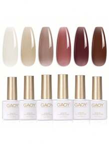Gaoy 6 Pcs Gel Nail Polish Set - 3 - Beige - View 1