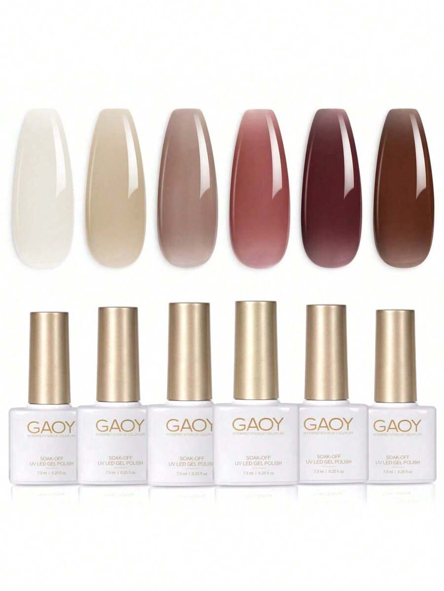 Gaoy 6 Pcs Gel Nail Polish Set - 3 - Beige - View 1