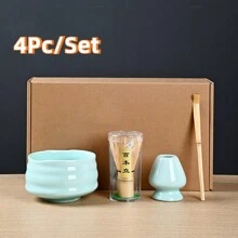 4pcs Ceramic Matcha Bowl Set, Bamboo Matcha Tools, Includes Matcha Bowl, Bamboo Whisk, Matcha Scoop And Ceramic Whisk Holder, Matcha Accessories, Ceramic Travel Tea Set, Suitable For Japanese Matcha Tea Ceremony, Home Tea Lovers, Matcha Enthusiasts, Home Tea Party, Wedding Gifts, Mother's Day Gifts, Gifts For Mom, Gifts For Girlfriend Back To School