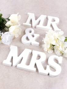 3 件套白色木制 Mr & Mrs 婚礼装饰套装，婚礼桌标装饰，婚礼仪式桌装饰，婚宴桌装饰，婚礼桌装饰，婚礼背景装饰，求婚仪式装饰，适用于婚礼、派对、新娘送礼会、单身派对、求婚