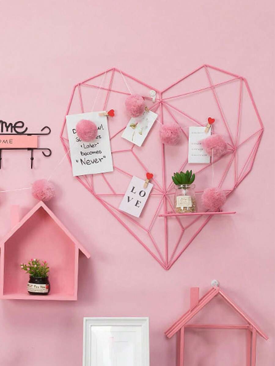 1 kệ treo tường hình trái tim bằng sắt, giá để đồ lưu trữ treo tường không cần khoan, trang trí nhà cửa, trang trí phòng, trang trí tường - Nhiều màu - Xem 1