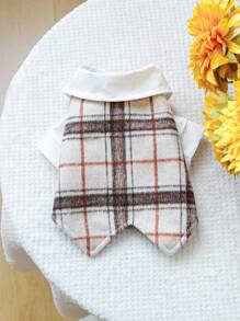 PETCIRCLE 1pc Pet Clothes, Dog/Cat Apparel, Vest, Gentleman Style - Coffee Plaid