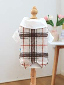 PETCIRCLE 1pc Pet Clothes, Dog/Cat Apparel, Vest, Gentleman Style - Coffee Plaid