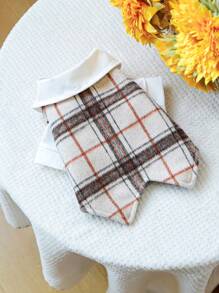 PETCIRCLE 1pc Pet Clothes, Dog/Cat Apparel, Vest, Gentleman Style - Coffee Plaid