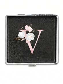 Mini Classic Personalized Cigarette Case - Ultra-Thin Flip Holder With Elastic Band,Pink Flower Letters A-Y, Durable Travel Accessories For Women, Perfect Holiday Gift For Halloween, Christmas, Thanksgiving Day, And More ﻿ - Black - View 20