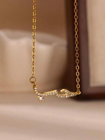 1 pièce Collier pendentif "Amour" arabe de luxe en zirconium, pendentif charmant pour femme, chaîne en acier inoxydable, bijoux de couple pour mariage et fête, cadeau d'amour