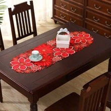 1 bucată, Aleer de masă de Crăciun brodat, design tăiat manual, potrivit pentru amenajarea sărbătorilor, decorarea petrecerilor, aranjarea sufrageriei și a sufrageriei.