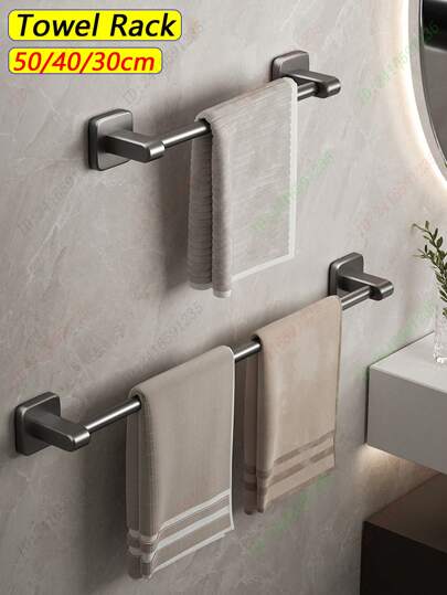 50/40/30cm Towel Rack,Bathroom Towel Holder,Adhesive Wall Towel Bar,Rack For Towels,Hand Towel Hanger,Face Washhand Towel Rail,Towel Rod,Matte Grey Dishcloth Stand Without Drilling,Heavy Duty,Bathroom Storage,Organizers,Hardware Accessories,Kitchen Cabinet And Storage,Household Items,Waterproof
