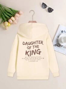 1pc Tween Girls Casual Printed Pullover Hoodie Sweatshirt, Warm Thermal Lined, Young Streetwear For Autumn And Winter