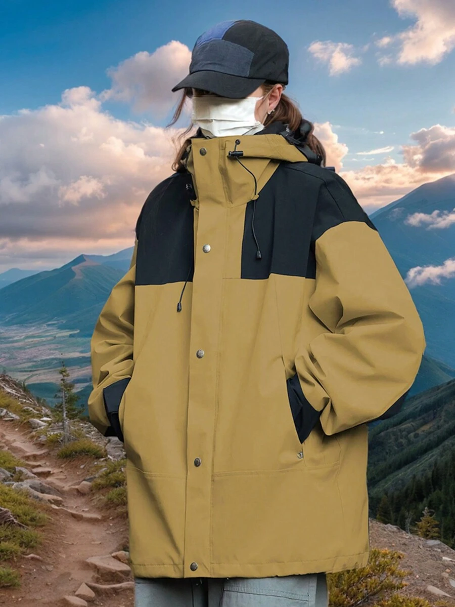 Women Windbreaker Jacket Hooded Casual Outdoor Spring Autumn Fashion - Brown - View 1