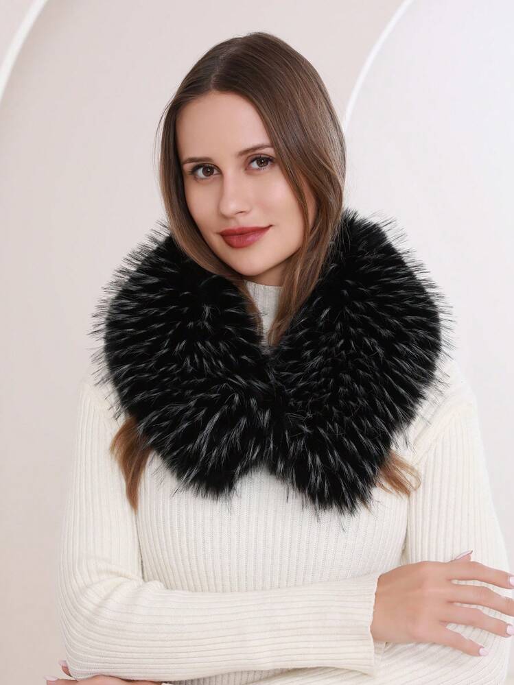 Faux Fur Collar Women s Neck Warmer Scarf Wrap Women s Faux Fur Collar Scarf Wrap Cold Winter Warmer SHEIN