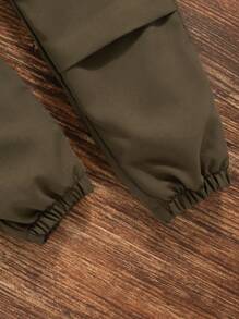 幼儿字母印花保暖圆领卫衣和工装裤套装