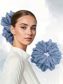 1pc Women Floral Bouquet Chiffon Scrunchie Ruffle Hair Tie Elegant Large Hair Bands For Daily Ponytail Buns Scrunchies Scrunchy Hair Ties, Casual