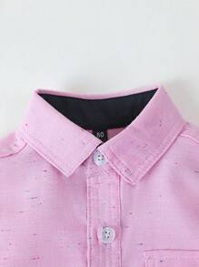 Klassisches Hemd im Preppy-Stil für Kleine Jungen, lange Ärmel mit Brusttasche, pink, leicht für Frühling/Herbst, geeignet für alltägliches Tragen, Schule, Outdoor/Party, Feierlichkeiten, Hochzeit, Moderator